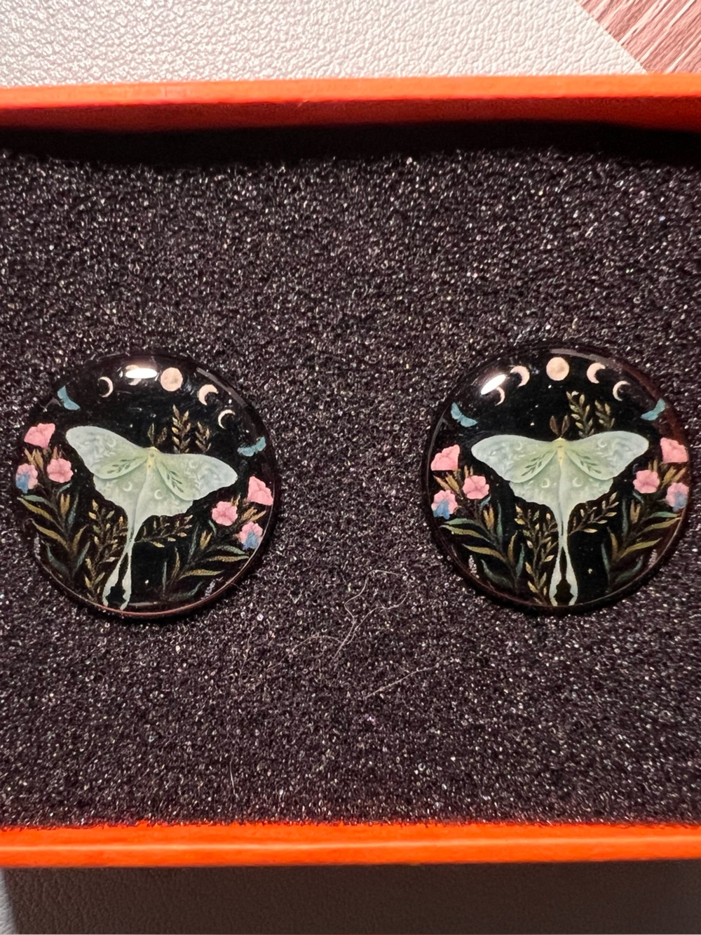 Mint Green Moth Round Solid Screw On Ear Plugs- Acrylic
